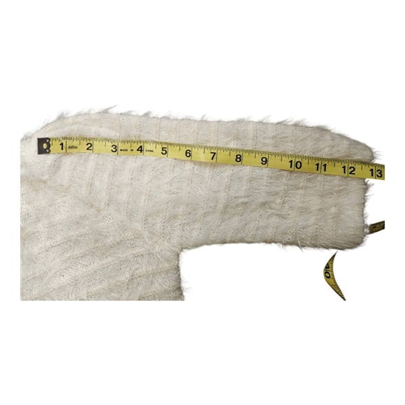 American Rag Fuzzy White Cropped Cardigan with Crystal Buttons Size Small - Picture 6 of 7